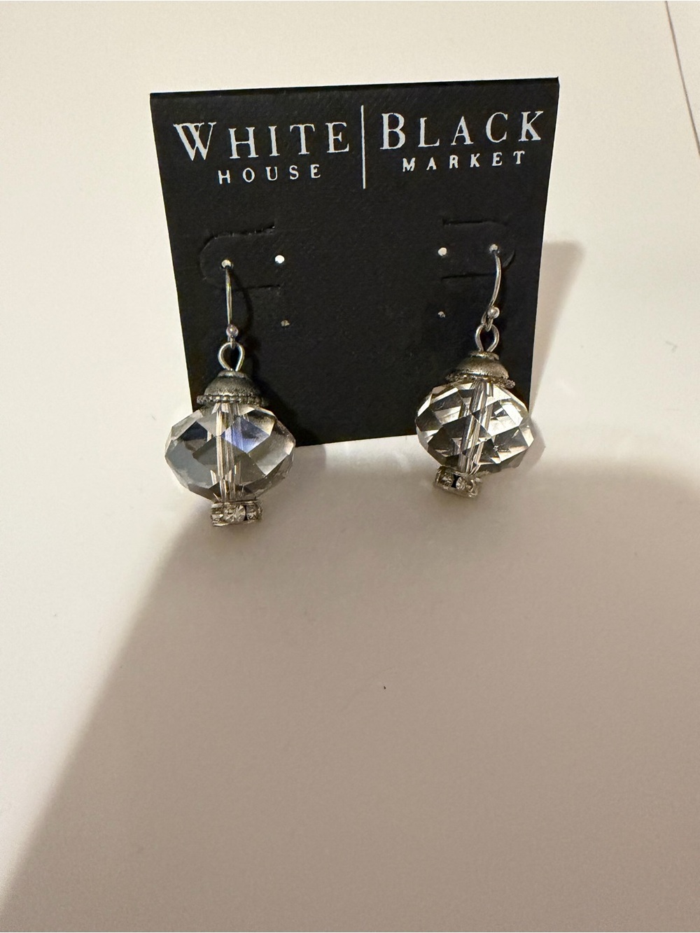 White House Black Market Faceted Clear Crystal Drop Earrings